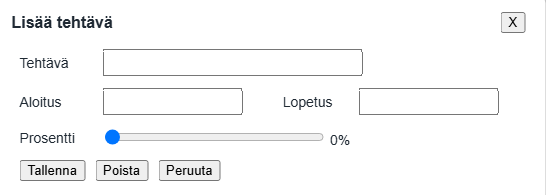 Lisää tehtävä -ikkuna